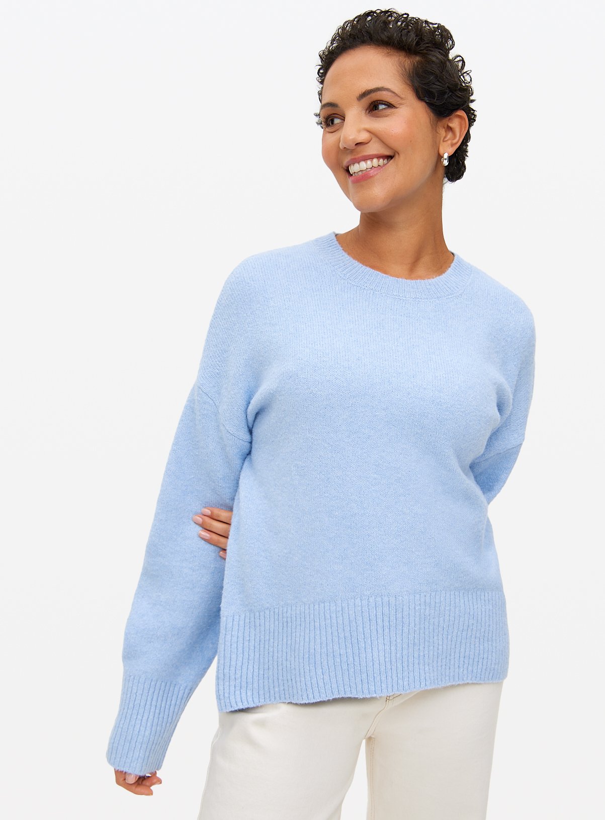 Blue Curved Hem Cosy Knitted Jumper 24 - Image 1 thumbnail